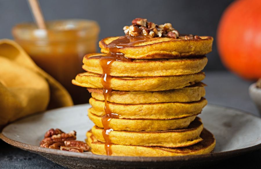 Pumpkin Pancakes with Mushroom Sauce