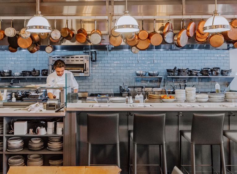 The restaurant's open kitchen.