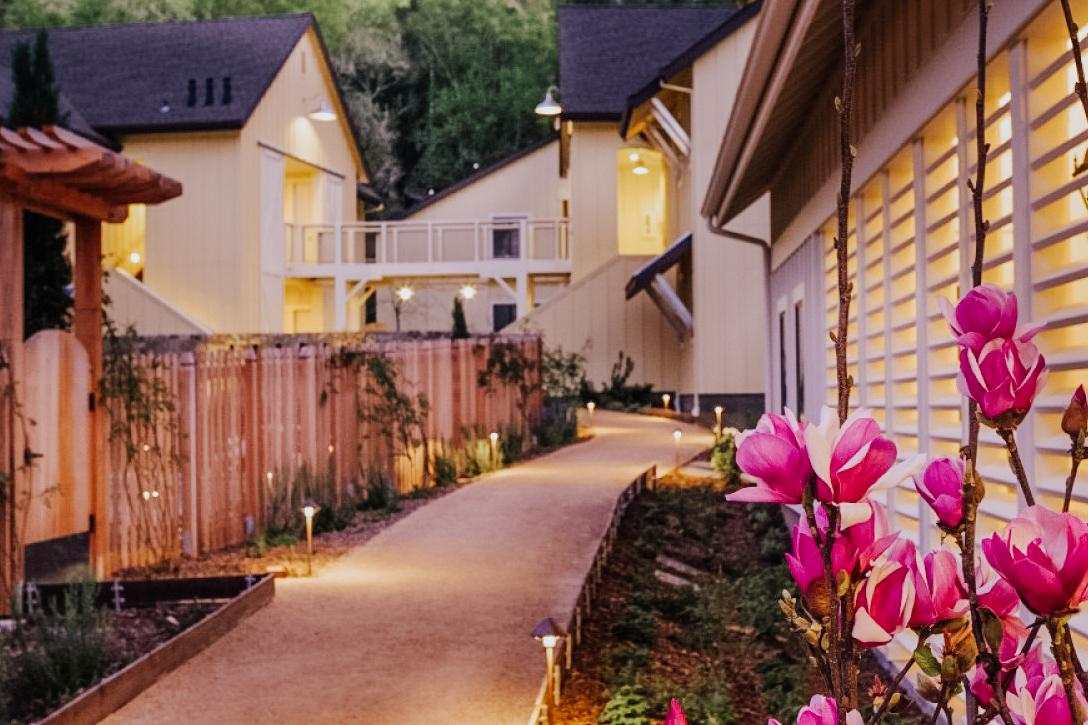 Vibrant blooms line the scenic pathways.