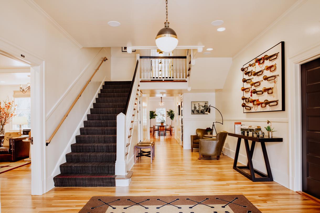 The elegant lobby is adorned with artwork and relics that allude to the property's past.