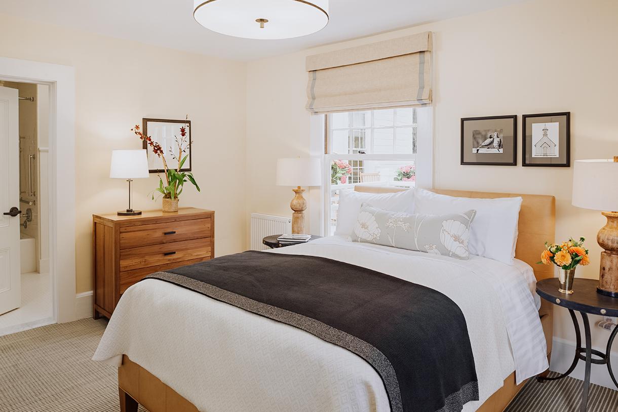 The luxe bedrooms offers plush bedding, scenic views, and roaring fireplaces.