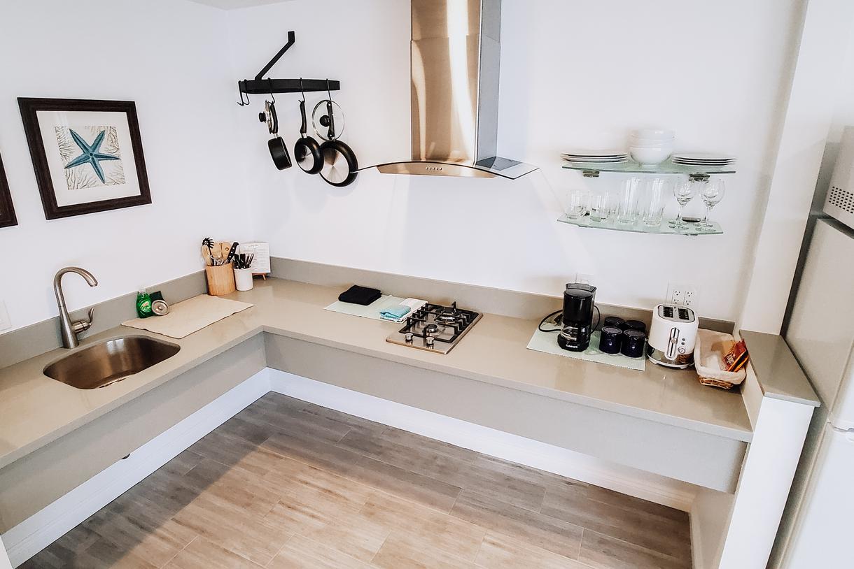 Each guest room features a small kitchen with all of the necessities.