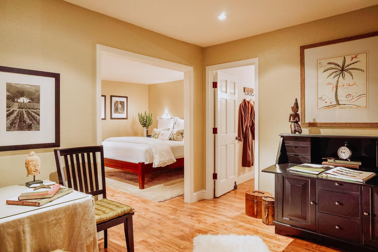 Each room features unique decor that's reminiscent of British-colonial Asia.